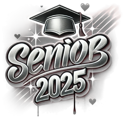 Senior 2025 Airbrushed Gray and Black DTF (direct-to-film) Transfer