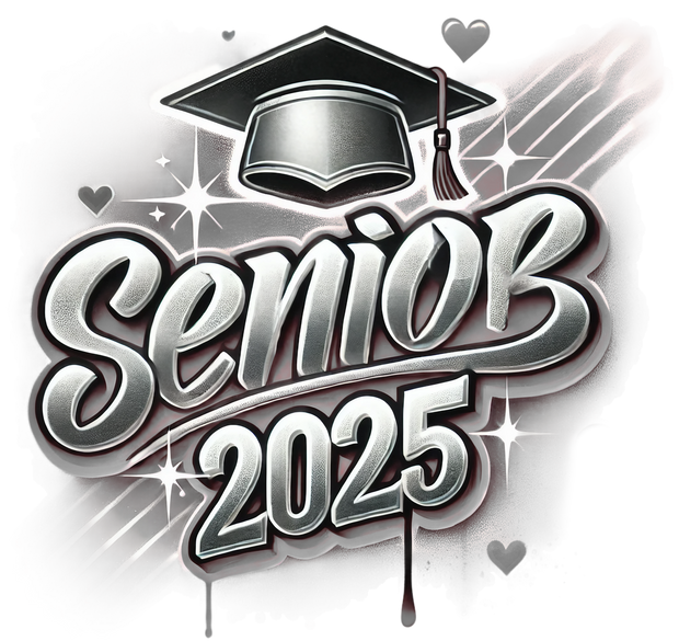 Senior 2025 Airbrushed Gray and Black DTF (direct-to-film) Transfer