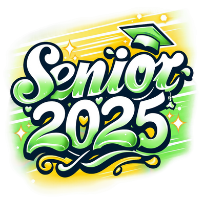 Senior 2025 Airbrushed Green Cap DTF (direct-to-film) Transfer