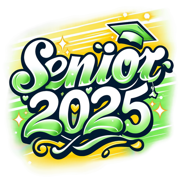 Senior 2025 Airbrushed Green Cap DTF (direct-to-film) Transfer