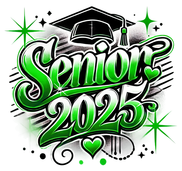 Senior 2025 Airbrushed Green(1) DTF (direct-to-film) Transfer