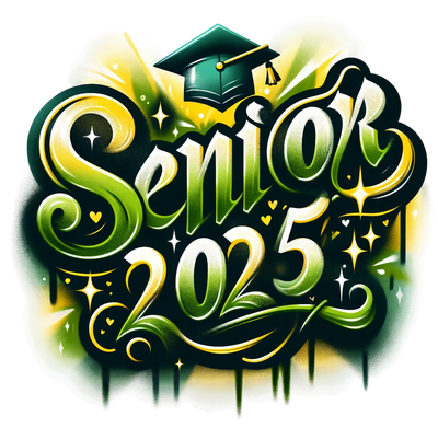 Senior 2025 Airbrushed Green and Gold DTF (direct-to-film) Transfer