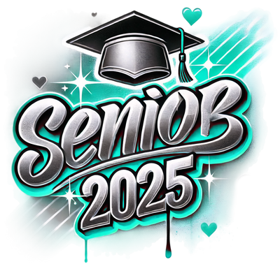 Senior 2025 Airbrushed Mint and Black DTF (direct-to-film) Transfer