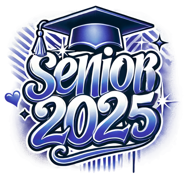 Senior 2025 Airbrushed Navy Blue(2) DTF (direct-to-film) Transfer