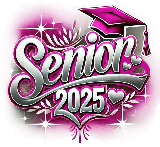 Senior 2025 Airbrushed Pink DTF (direct-to-film) Transfer