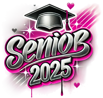 Senior 2025 Airbrushed Pink and Black DTF (direct-to-film) Transfer