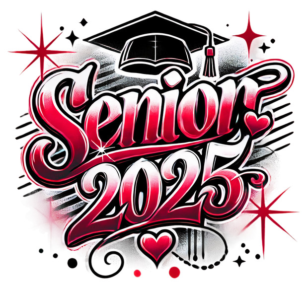 Senior 2025 Airbrushed Red(1) DTF (direct-to-film) Transfer