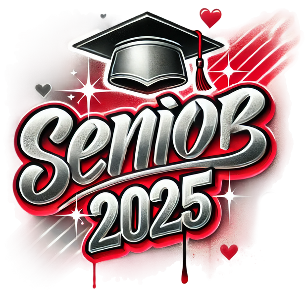 Senior 2025 Airbrushed Red and Black DTF (direct-to-film) Transfer