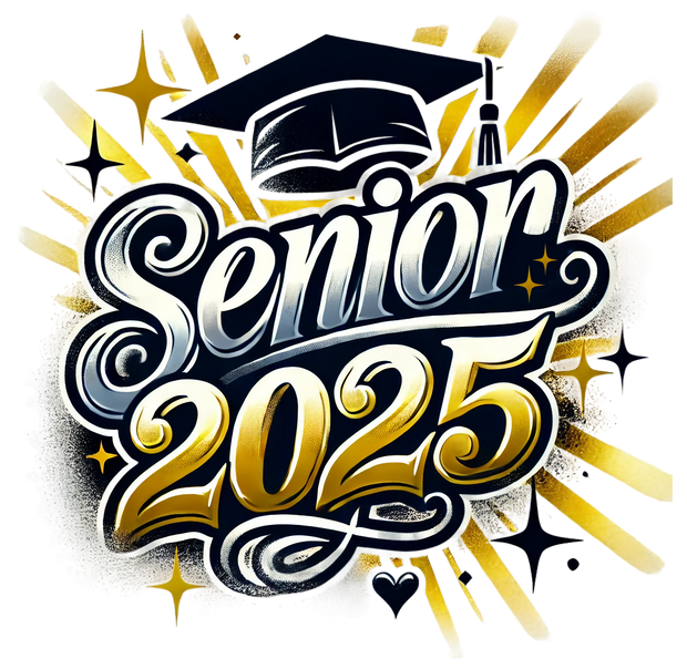 Senior 2025 Airbrushed Silver and Gold DTF (direct-to-film) Transfer