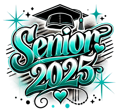 Senior 2025 Airbrushed Teal DTF (direct-to-film) Transfer DTF (direct-to-film) Transfer