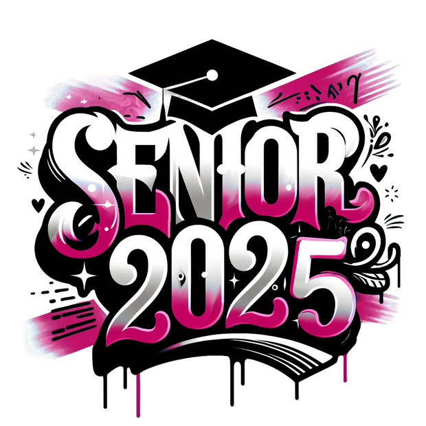 Senior 2025 Airbrushed With Black Cap DTF (direct-to-film) Transfer