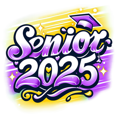 Senior 2025 Airbrushed With Purple Cap DTF (direct-to-film) Transfer