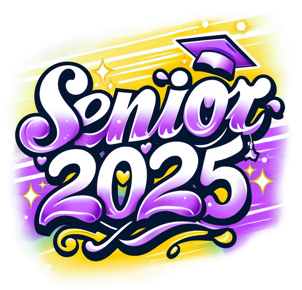 Senior 2025 Airbrushed With Purple Cap DTF (direct-to-film) Transfer