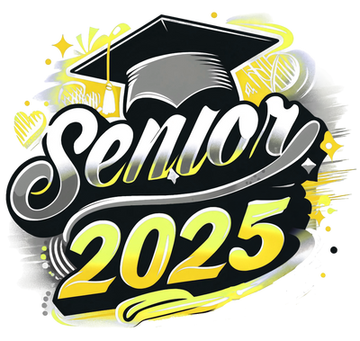 Senior 2025 Airbrushed Yellow and Gray DTF (direct-to-film) Transfer