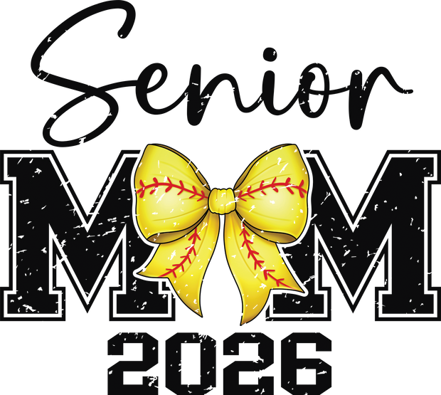 Senior Softball Mom 2026 Bow-Retro DTF (direct-to-film) Transfer