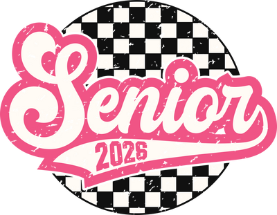 Senior in Pink 2026 Checkered Retro DTF (direct-to-film) Transfer