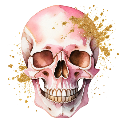 Skull Pink With Gold 2 Halloween DTF (direct-to-film) Transfer