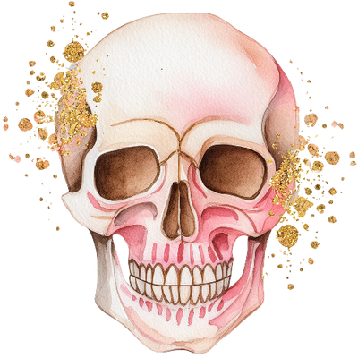 Skull Pink With Gold 3 Halloween DTF (direct-to-film) Transfer