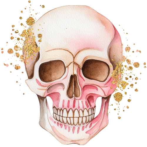 Skull Pink With Gold 3 Halloween DTF (direct-to-film) Transfer