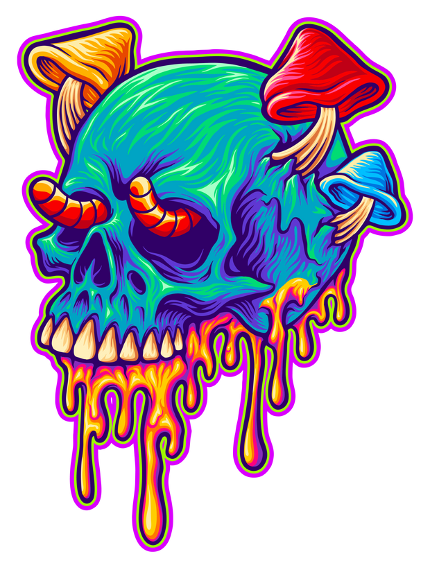 Skull & Worms Color Drip DTF (direct-to-film) Transfer