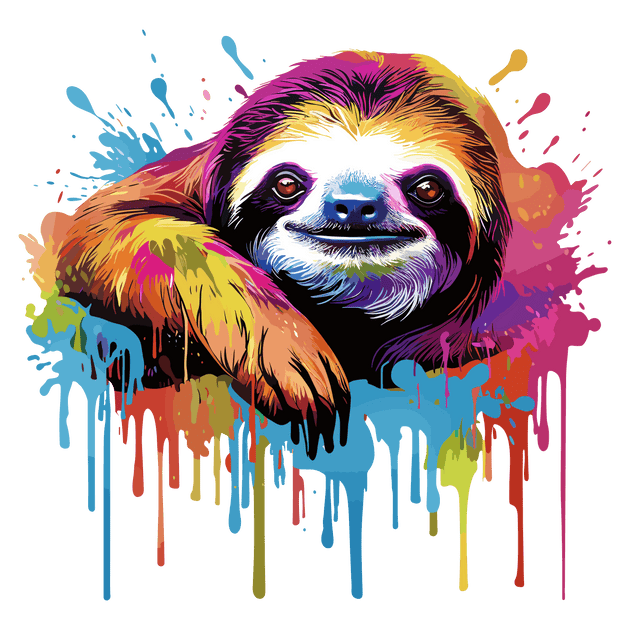 Dripped Out Sloth Sloth Color Drip DTF (direct-to-film) Transfer โ Twisted Image Transfers