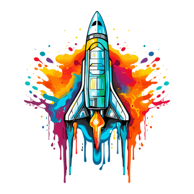 Space Shuttle Color Drip DTF (direct-to-film) Transfer