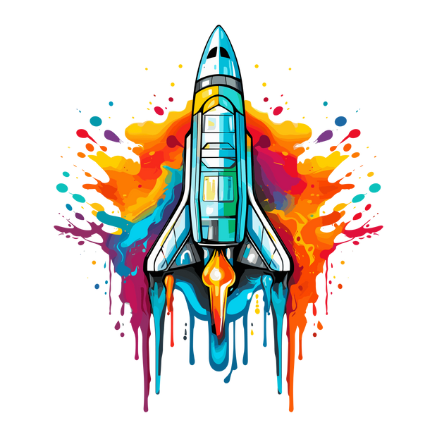 Space Shuttle Color Drip DTF (direct-to-film) Transfer