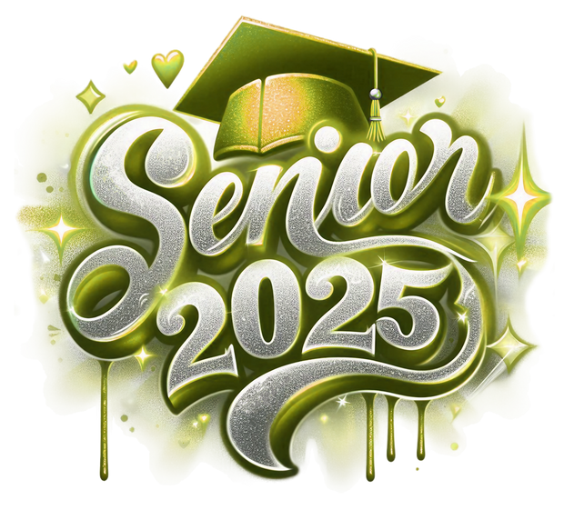 Sparkle Senior 2025 Airbrushed Gold DTF (direct-to-film) Transfer