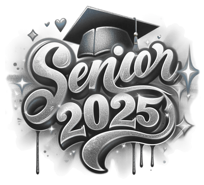 Sparkle Senior 2025 Airbrushed Gray DTF (direct-to-film) Transfer