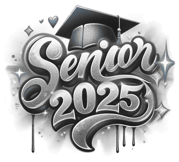 Sparkle Senior 2025 Airbrushed Gray DTF (direct-to-film) Transfer