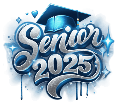 Sparkle Senior 2025 Airbrushed Lt Blue DTF (direct-to-film) Transfer