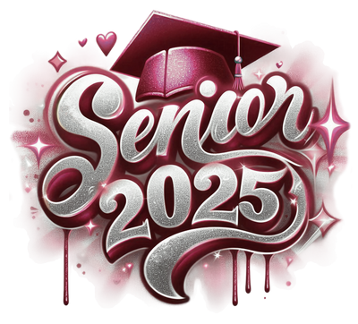 Sparkle Senior 2025 Airbrushed Maroon DTF (direct-to-film) Transfer