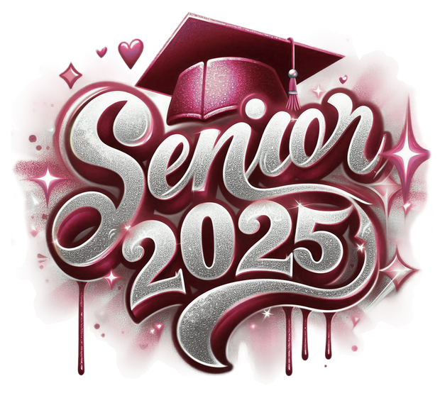 Sparkle Senior 2025 Airbrushed Maroon DTF (direct-to-film) Transfer