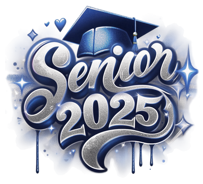 Sparkle Senior 2025 Airbrushed Navy Blue DTF (direct-to-film) Transfer