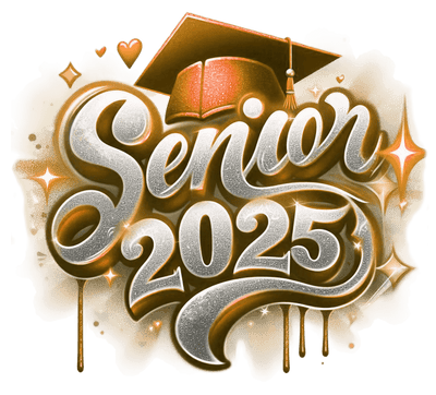 Sparkle Senior 2025 Airbrushed Orange DTF (direct-to-film) Transfer