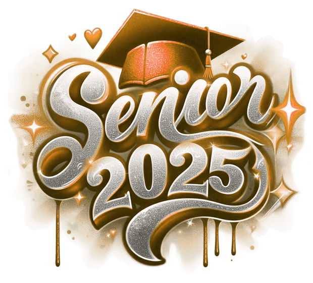 Sparkle Senior 2025 Airbrushed Orange DTF (direct-to-film) Transfer