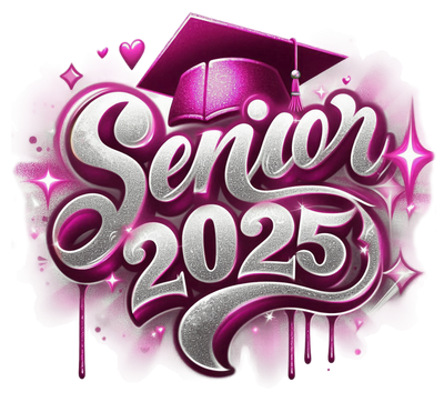 Sparkle Senior 2025 Airbrushed Pink DTF (direct-to-film) Transfer