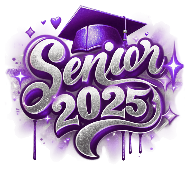 Sparkle Senior 2025 Airbrushed Purple DTF (direct-to-film) Transfer