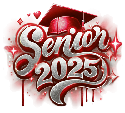 Sparkle Senior 2025 Airbrushed Red DTF (direct-to-film) Transfer