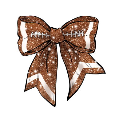 Sparkling Football Bow DTF (direct-to-film) Transfer