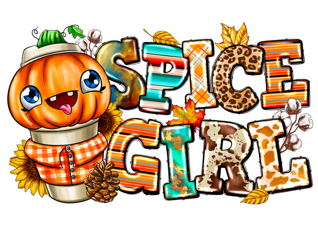 Spice Girl Pumpkin DTF (direct-to-film) Transfer