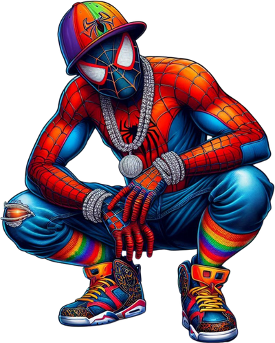 Spiderman in Rainbow Socks DTF (direct-to-film) Transfer