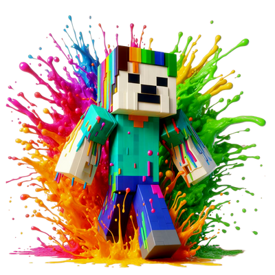 Splash Color Drip Walking Minecraft DTF (direct-to-film) Transfer