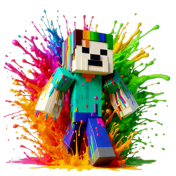 Splash Color Drip Walking Minecraft DTF (direct-to-film) Transfer