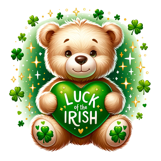 St. Patrick_s Day Bear Luck of the Irish DTF (direct-to-film) Transfer