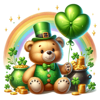 St. Patrick_s Day Bear & Two Pots of Gold DTF (direct-to-film) Transfer