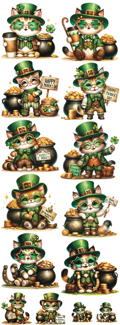 St. Patrick's Day Kitty 60" DTF Ready to Ship Gang Sheet