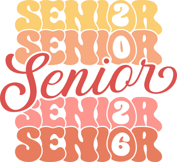 Stacked Groovy Senior 2026 as the Os DTF (direct-to-film) Transfer ...