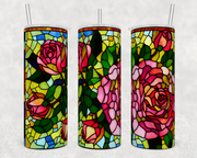 Stained Glass Roses 20 oz Skinny Tumbler Wrap