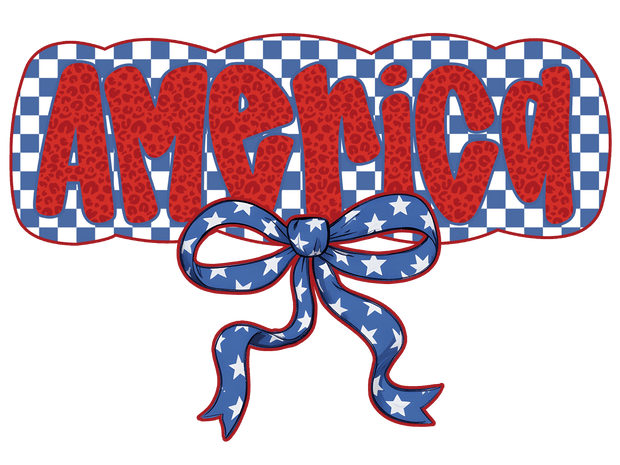 Starred Bow Red America DTF (direct-to-film) Transfer